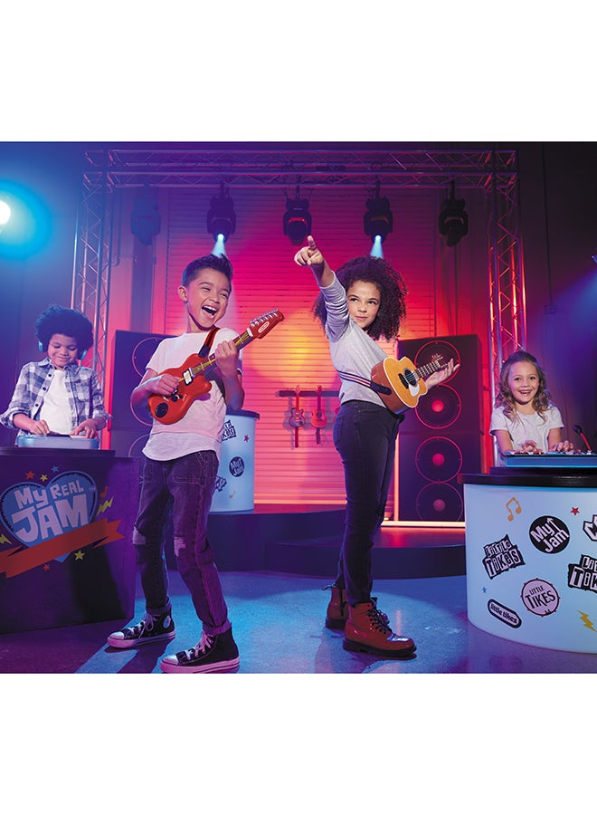 Little Tikes My Real Jam Twice The Fun Guitar, Two Toy Electric Guitars with Cases and Straps, 4 Play Modes, and Bluetooth Connectivity