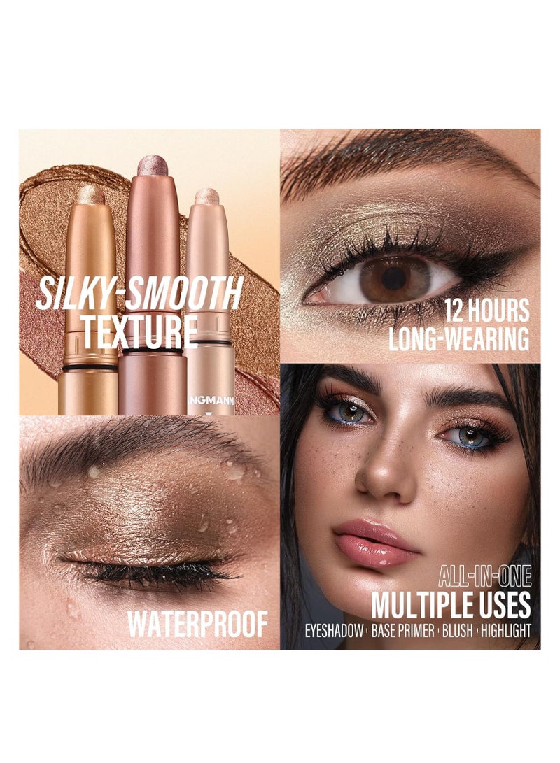 6 PCS Eyeshadow Stick Set, Waterproof Multi-Color Eyeshadow Pen Set, Cream Eye Shadow Sticks Set, Waterproof Matte, Long-Lasting Eye Makeup Kit, Natural & Shimmer Shades Contour Stick (#B)