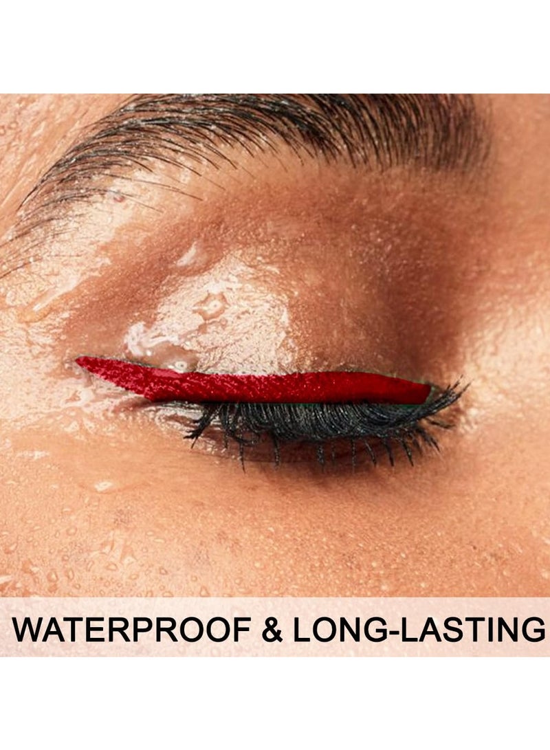 6Pcs Waterproof Colored Eyeliner Liquid Eye Liner Set, Waterproof Liquid Eyeliner, Light Green Pink Wine Red Orange Red, Fine Speed Dry Liquid Eyeliner, Waterproof, Long-Stay and Mess-Proof