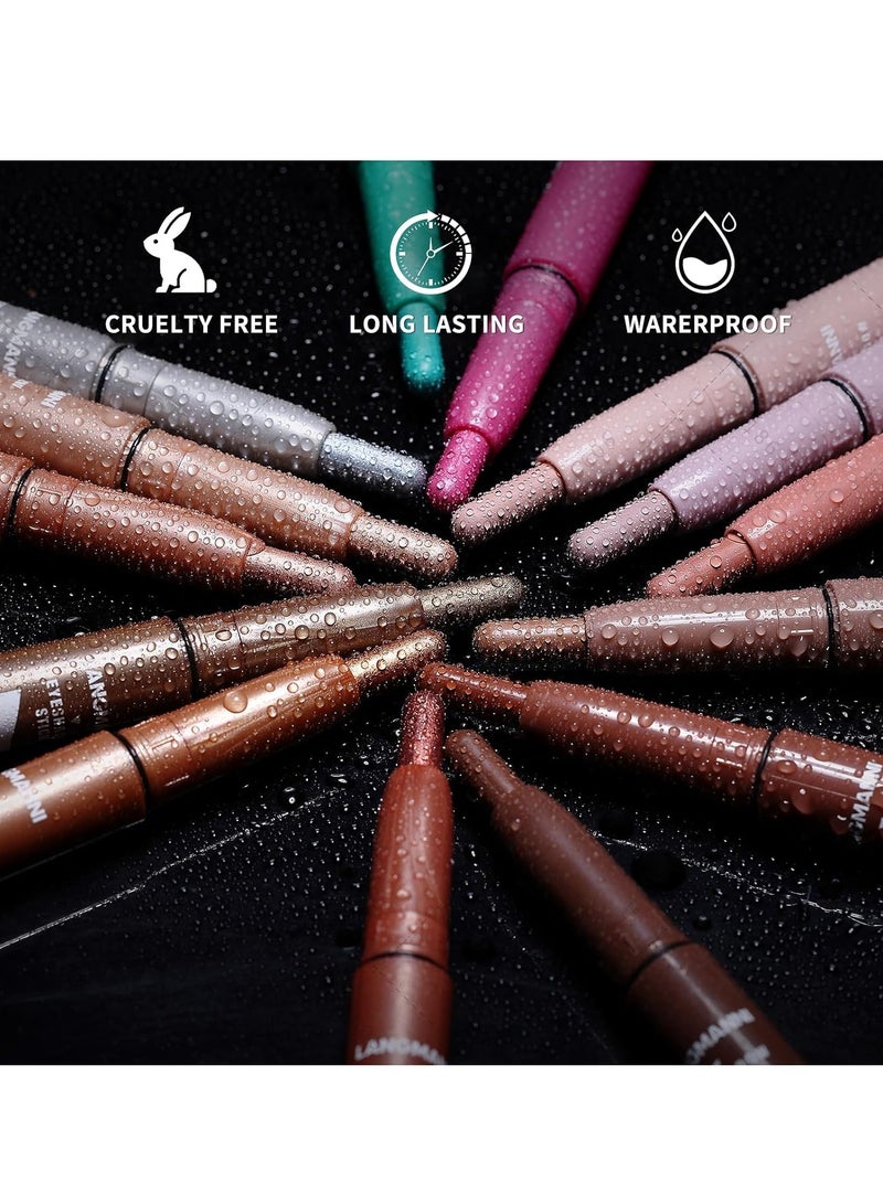6 PCS Eyeshadow Stick Set, Waterproof Multi-Color Eyeshadow Pen Set, Cream Eye Shadow Sticks Set, Waterproof Matte, Long-Lasting Eye Makeup Kit, Natural & Shimmer Shades Contour Stick (#B)