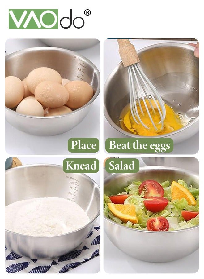 Mixing Bowl and Colander Stainless Steel Bowl for Salad Pasta Mixing Dough Baking Colander for Cooking Sifter Strainer Sliver