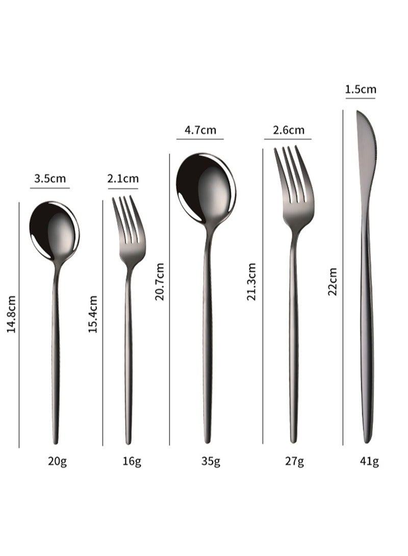 SUNHOME 30-Piece Stainless Steel Cutlery Set Black