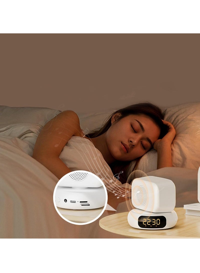 Versatile Alarm Clock, Digital Alarm Clocks, Super Loud Alarm Clock, LED Display, Bluetooth Speaker with Three Colors, Temperature Infinite Dimming, Rotating Night Light, Eye-Friendly, Comfortable
