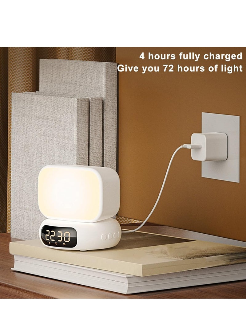 Versatile Alarm Clock, Digital Alarm Clocks, Super Loud Alarm Clock, LED Display, Bluetooth Speaker with Three Colors, Temperature Infinite Dimming, Rotating Night Light, Eye-Friendly, Comfortable