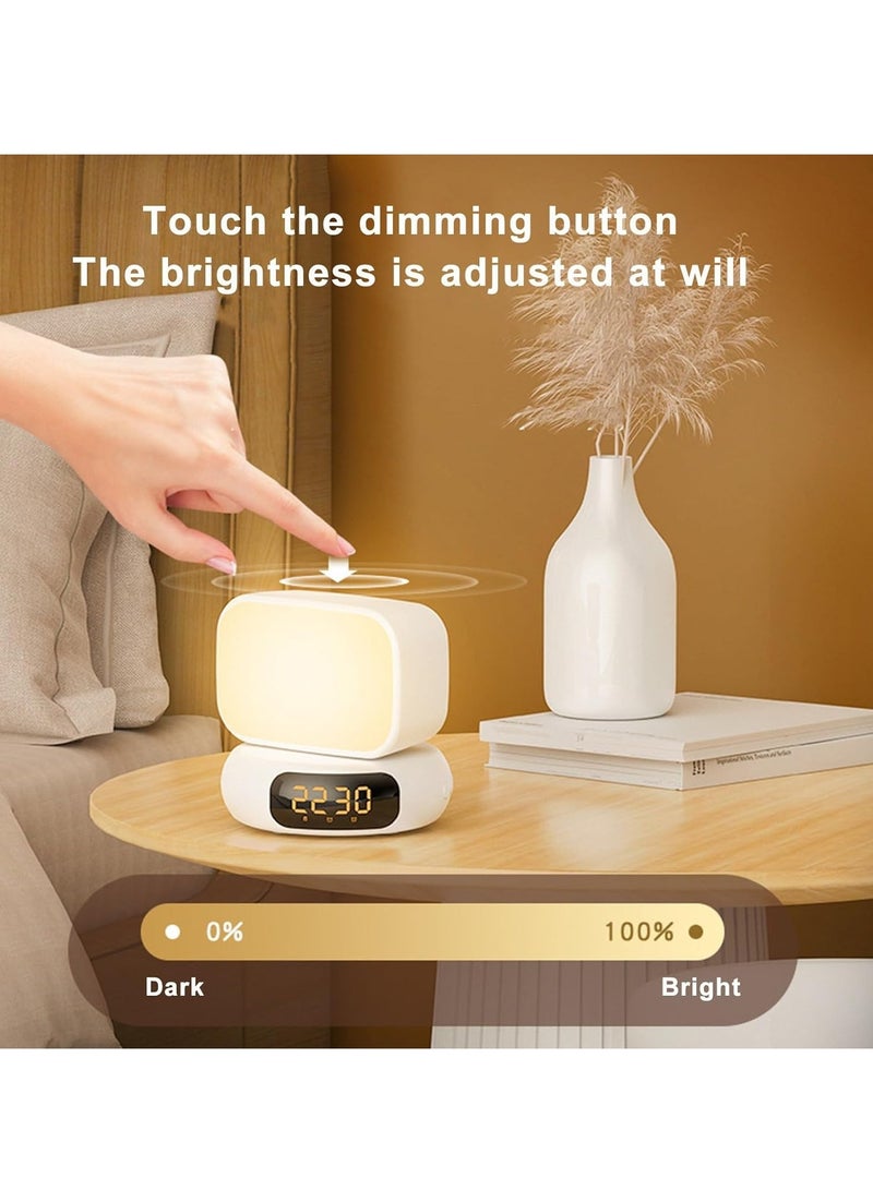 Versatile Alarm Clock, Digital Alarm Clocks, Super Loud Alarm Clock, LED Display, Bluetooth Speaker with Three Colors, Temperature Infinite Dimming, Rotating Night Light, Eye-Friendly, Comfortable