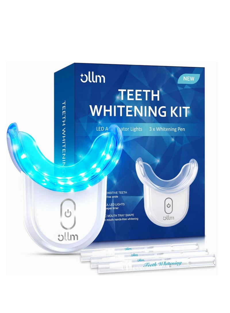 Teeth Whitening Kit Gel Pen Strips - Hydrogen Carbamide Peroxide for Sensitive Teeth, Gum,Braces Care 32X LED Light Tooth Whitener, Professional Oral Beauty Products Dental Tools 2 Mouth Trays
