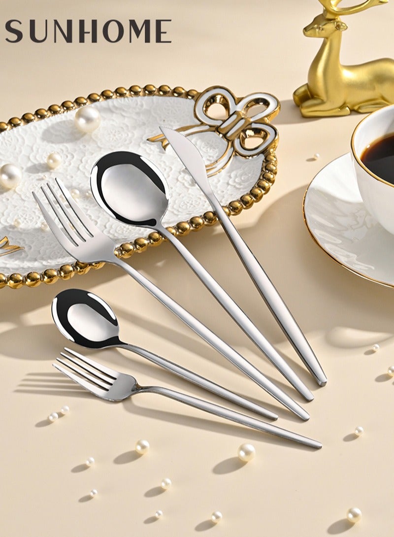SUNHOME 30-Piece Stainless Steel Cutlery Set Silver