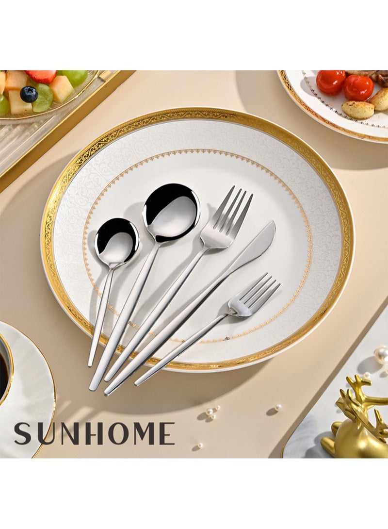 SUNHOME 30-Piece Stainless Steel Cutlery Set Silver