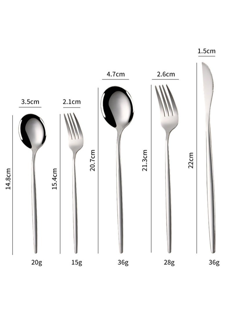 SUNHOME 30-Piece Stainless Steel Cutlery Set Silver