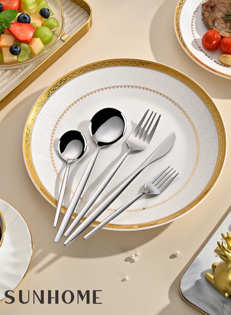 SUNHOME 30-Piece Stainless Steel Cutlery Set Silver