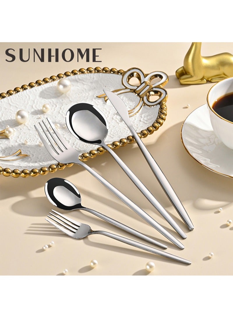 SUNHOME 30-Piece Stainless Steel Cutlery Set Silver