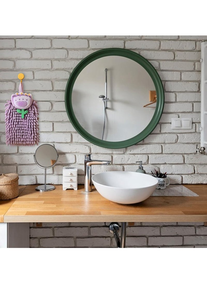 Plush Chenille Hanging Hand Towels, Soft Absorbent Microfiber Hand Towels Quick-Drying  Cartoon Flowers Hand Towel with Hanging Loops for Bathroom Kitchen, Purple+Orange+Pink