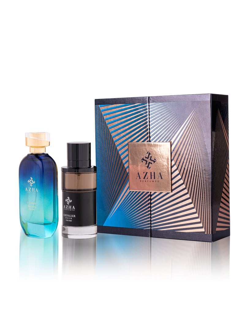 Azha Perfumes - 2Pc Gift Set Chevalier Noir EDP 100 ml for Men + Eternal Nights EDP 100 ml for Women