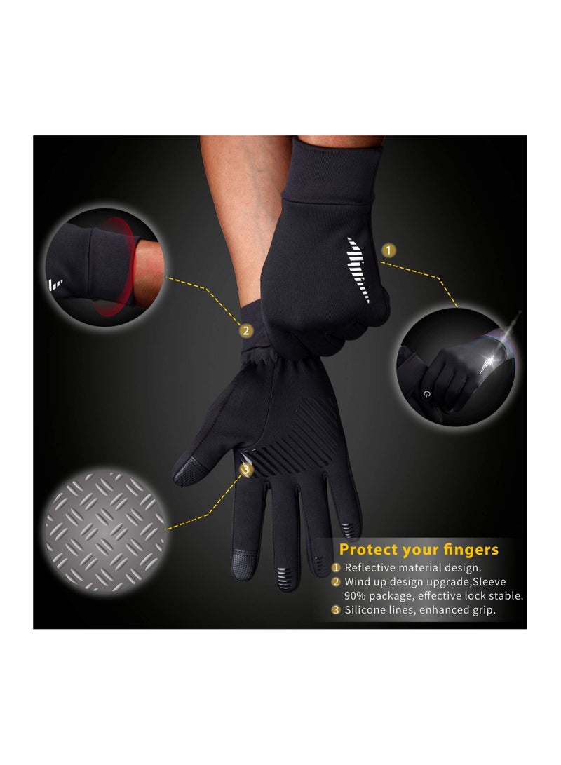 Winter Gloves Women Men Ski Gloves Liners Thermal Warm Touch Screen, Perfect for Cycling, Running, Driving, Hiking, Walking, Texting, Freezer Work, Gardening and Daily Activities (Black)