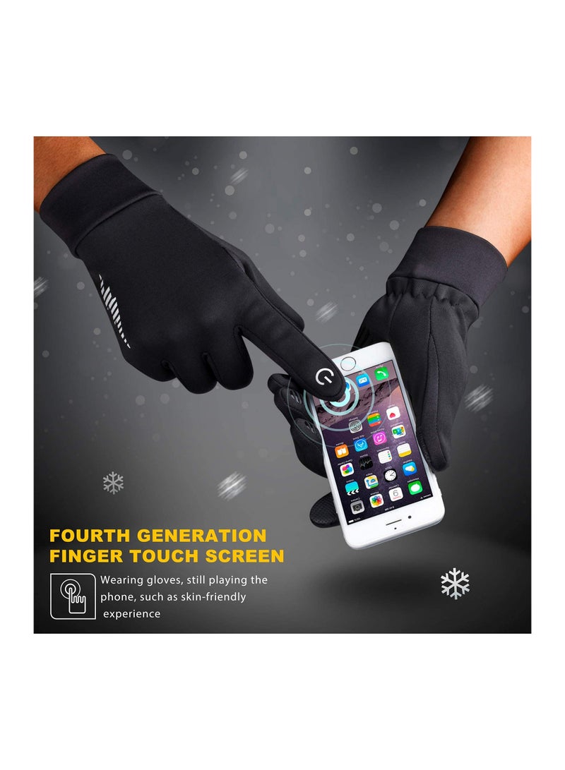 Winter Gloves Women Men Ski Gloves Liners Thermal Warm Touch Screen, Perfect for Cycling, Running, Driving, Hiking, Walking, Texting, Freezer Work, Gardening and Daily Activities (Black)