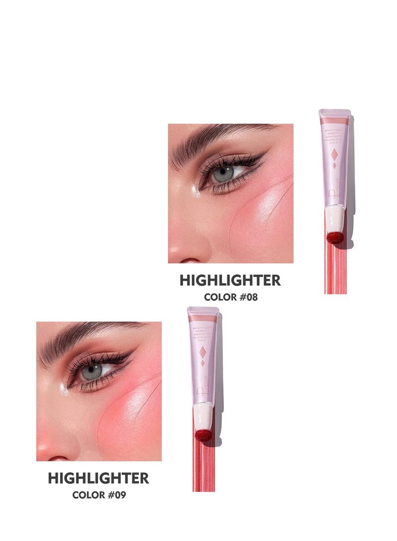 2Pcs Contour Beauty Wand, Silky Cream Contour Stick with Cushion Applicator, Face Highlighter, Bronzer and Blush Makeup, Long Lasting, Lightweight and Blendable (Tomato and Barbie Pink )