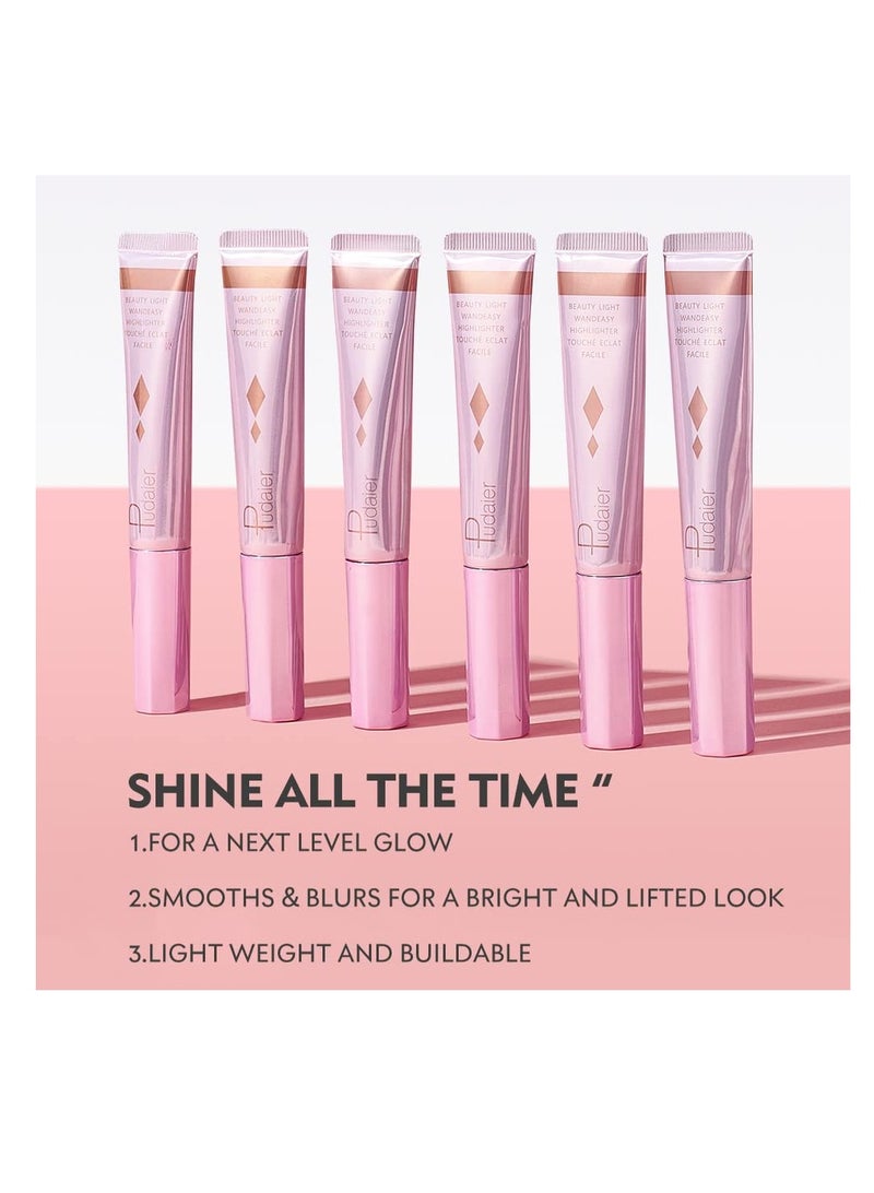 2Pcs Contour Beauty Wand, Silky Cream Contour Stick with Cushion Applicator, Face Highlighter, Bronzer and Blush Makeup, Long Lasting, Lightweight and Blendable (Tomato and Barbie Pink )