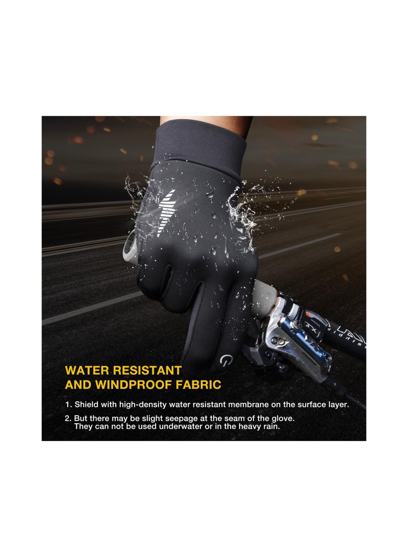 Winter Gloves Women Men Ski Gloves Liners Thermal Warm Touch Screen, Perfect for Cycling, Running, Driving, Hiking, Walking, Texting, Freezer Work, Gardening and Daily Activities (Black)