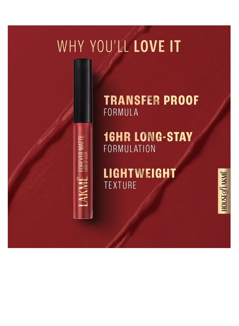 Lakme Forever Matte Liquid Lip Colour Red Cherry 5.6 ml