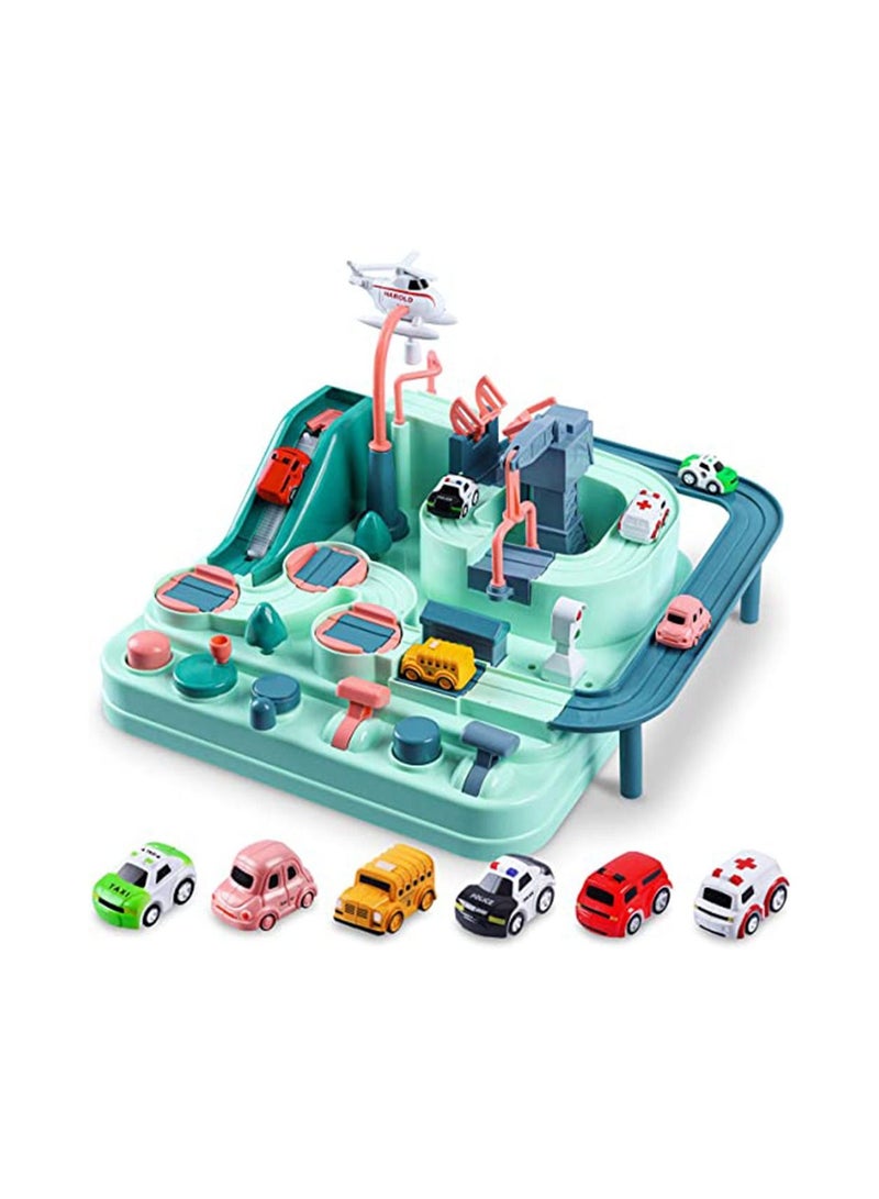 Kids Race Tracks for Boys Car Adventure Toys Gifts for Age 2 3 4 5 6 Year Old Boys Girls, Puzzle Car Tracks Playsets City Rescue Toy Preschool Educational Car Toys Games for Toddlers