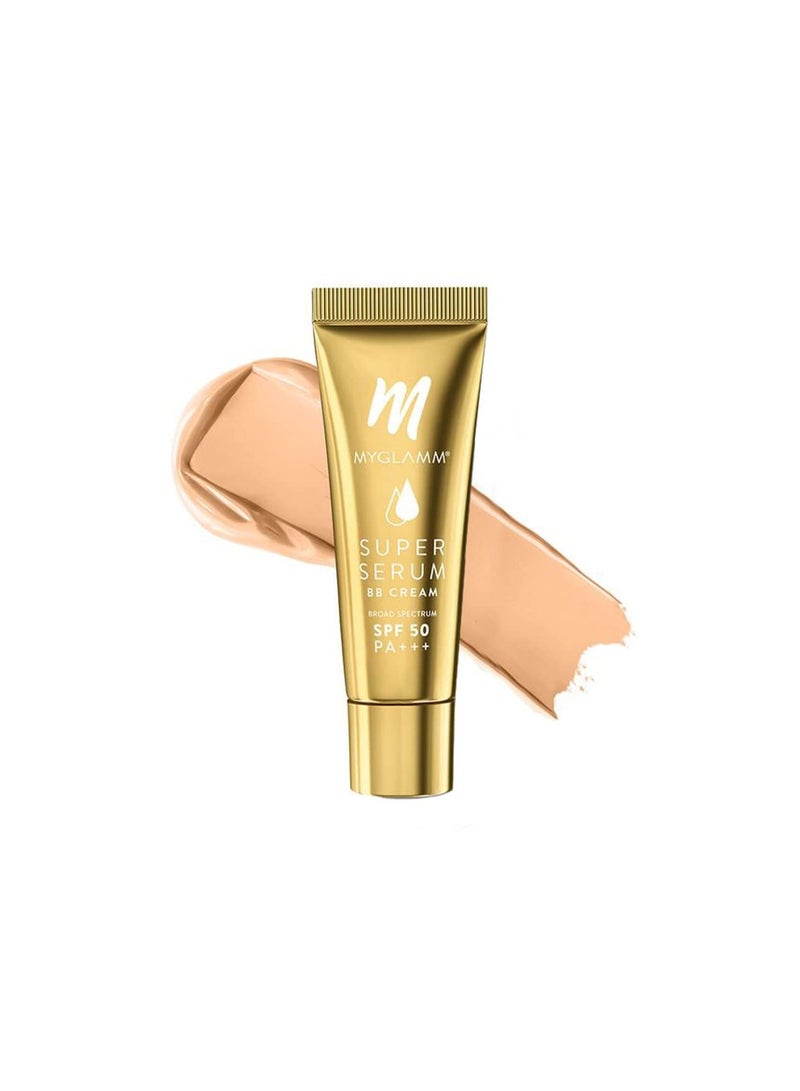 MyGlamm Super Serum BB Cream 101 Cashew 30gm BB Cream with SPF 50 and Hyaluronic Acid 24 Hr Long Lasting and Hydrating