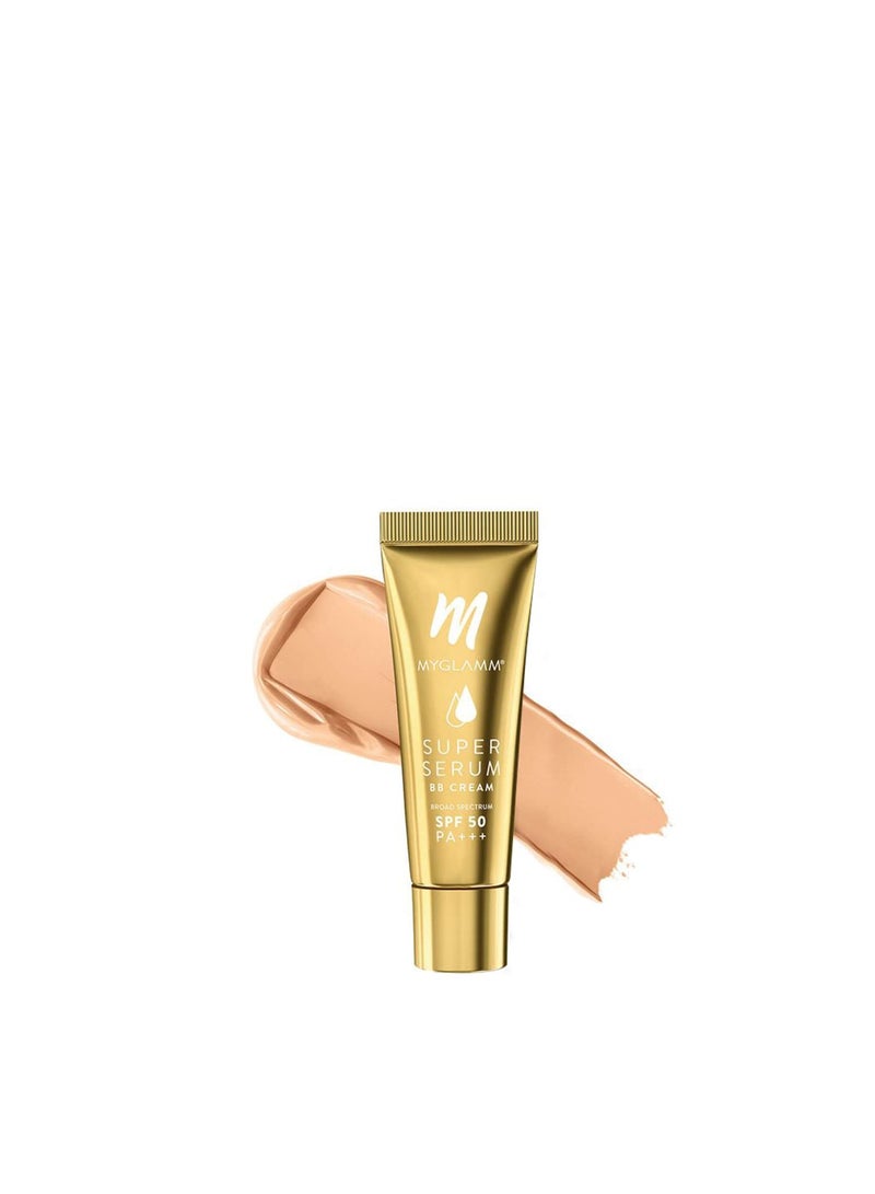 MyGlamm Super Serum BB Cream 201 Pine 30gm BB Cream with SPF 50 and Hyaluronic Acid 24 Hr Long Lasting and Hydrating