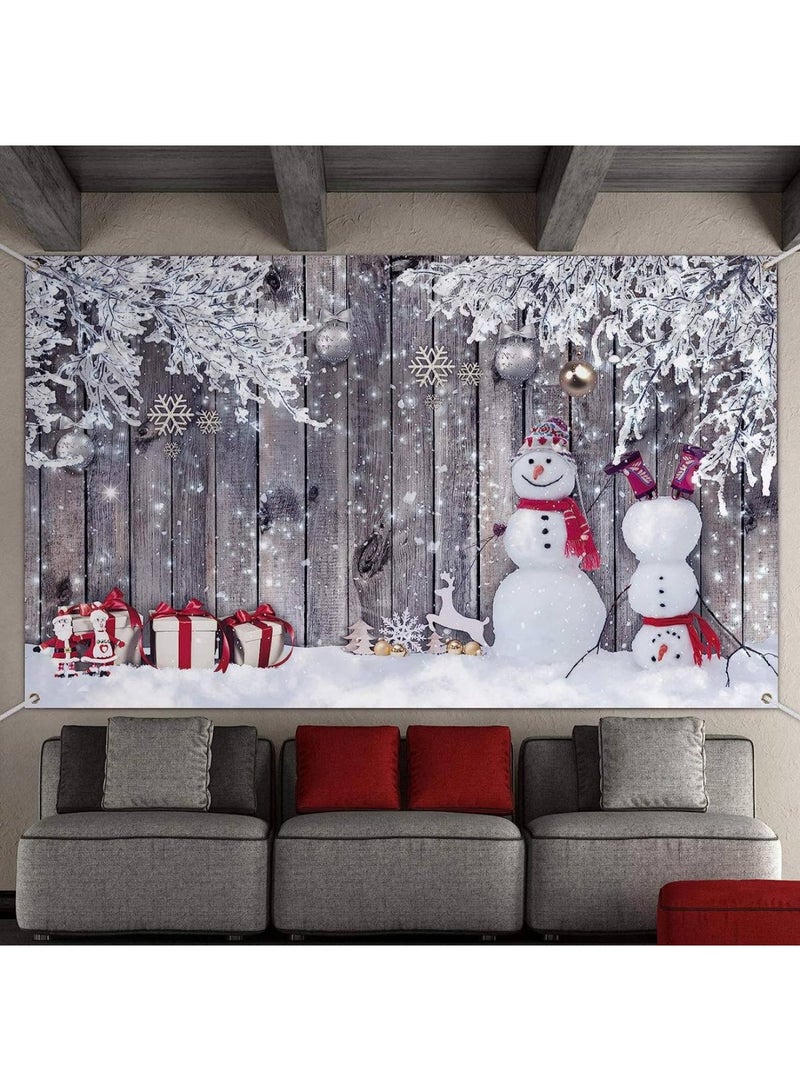 Backdrop for Photography Fabric Wood Background Winter Snowman Photography Backdrop Photography Background New Year Party Photography Props 72.8 x 43.3 Inch