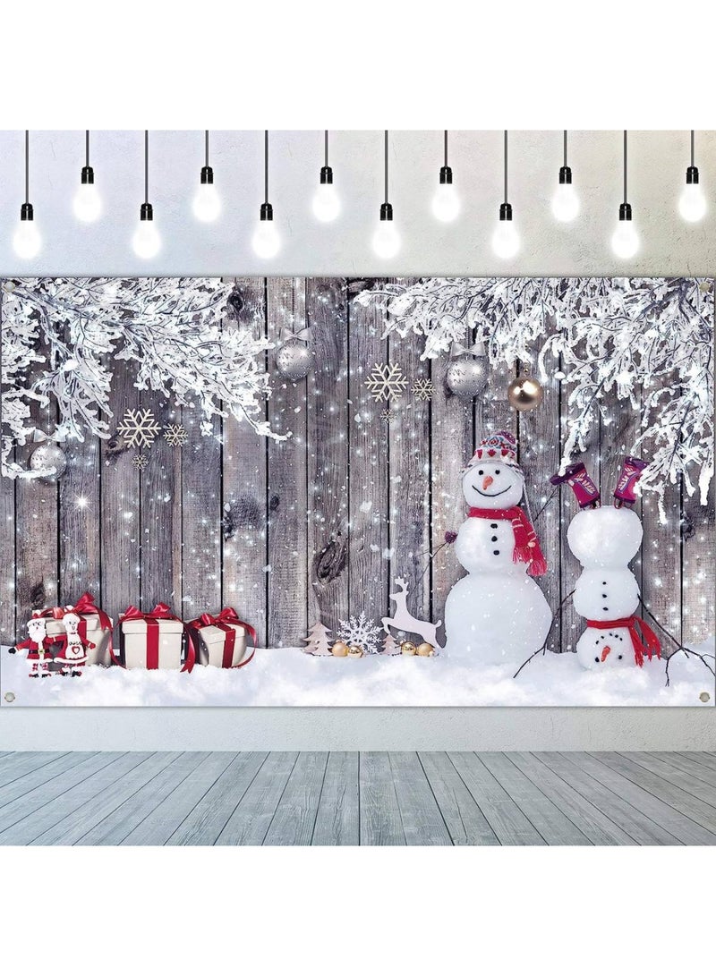 Backdrop for Photography Fabric Wood Background Winter Snowman Photography Backdrop Photography Background New Year Party Photography Props 72.8 x 43.3 Inch