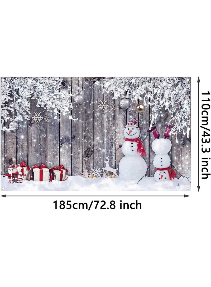 Backdrop for Photography Fabric Wood Background Winter Snowman Photography Backdrop Photography Background New Year Party Photography Props 72.8 x 43.3 Inch