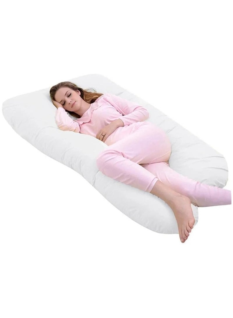 Pregnancy U Shaped Full Body Pillow, Maternity Pillow for Side Sleeping, Removable and Washable (white)