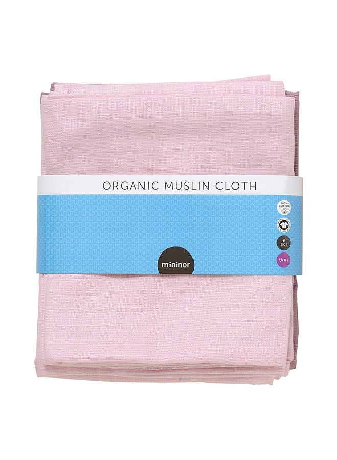 Organic Muslin Towel, Rose/Heath Flower 6 - Pack