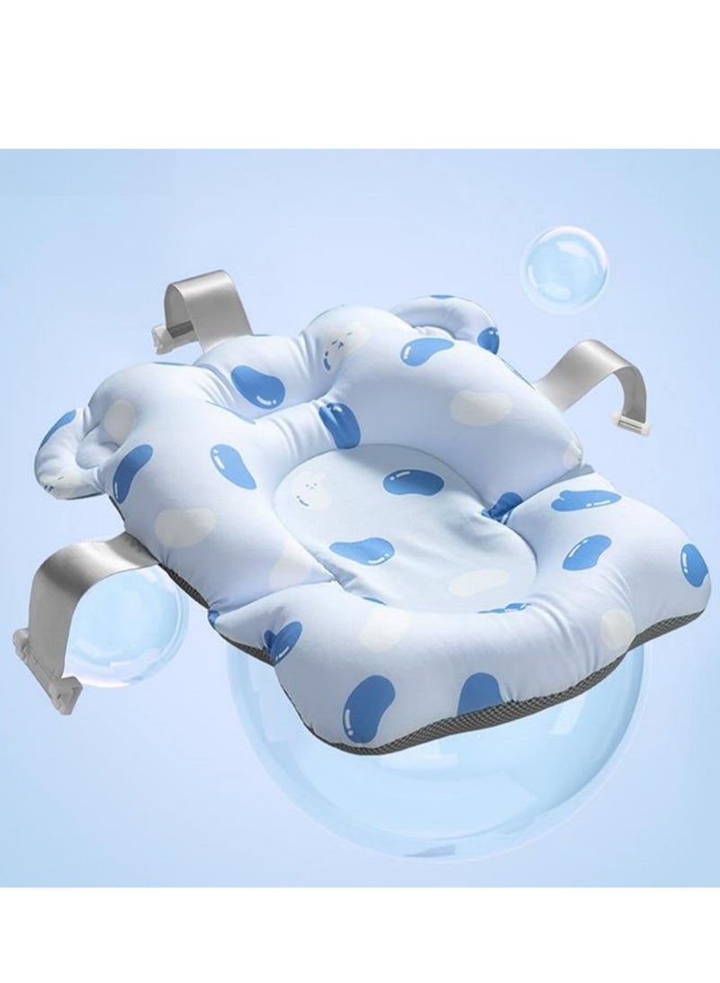 Foldable Baby Bathtub with Bathtub Cushion & Temperature Monitor, Anti Slip Pads Design, Portable Safe Shower Basin with Cushion Pad Bathing Tub Infant Shower Tub 0M+