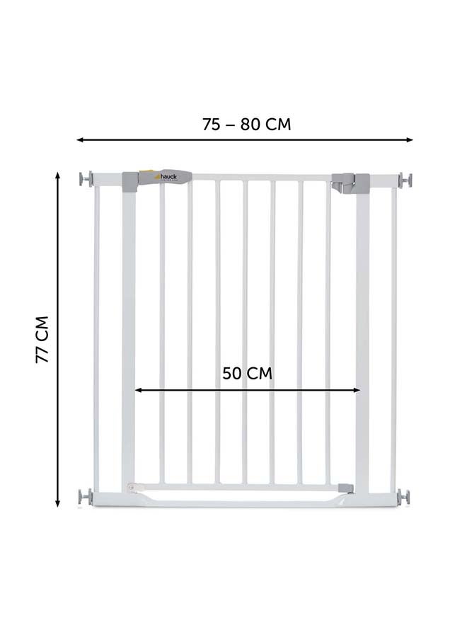 Clear Step Safety Gates - White With Extension Gate Wood Lock 9 cm - Silver