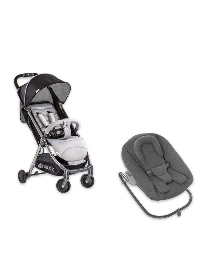 Swift Plus Stroller (Silver Charcoal) With Alpha Bouncer - Jersey Charcoal