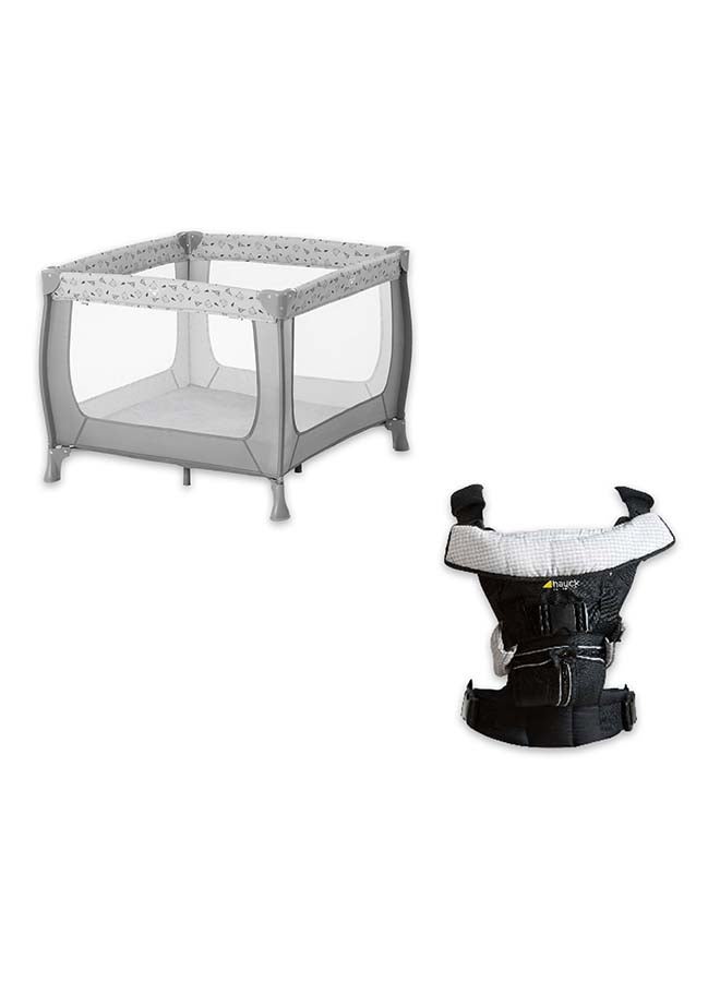 Sleep N Play Travel Cots - Grey With 4 Way Carrier - Black