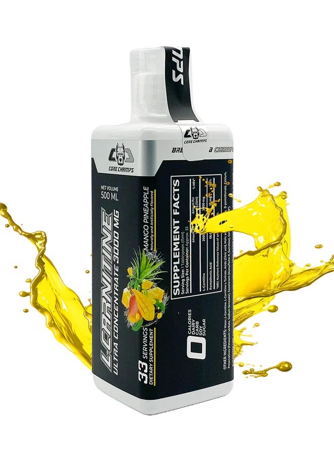 Core Champs L-Carnitine 500ml Mango Pineapple Flavor 33 Servings