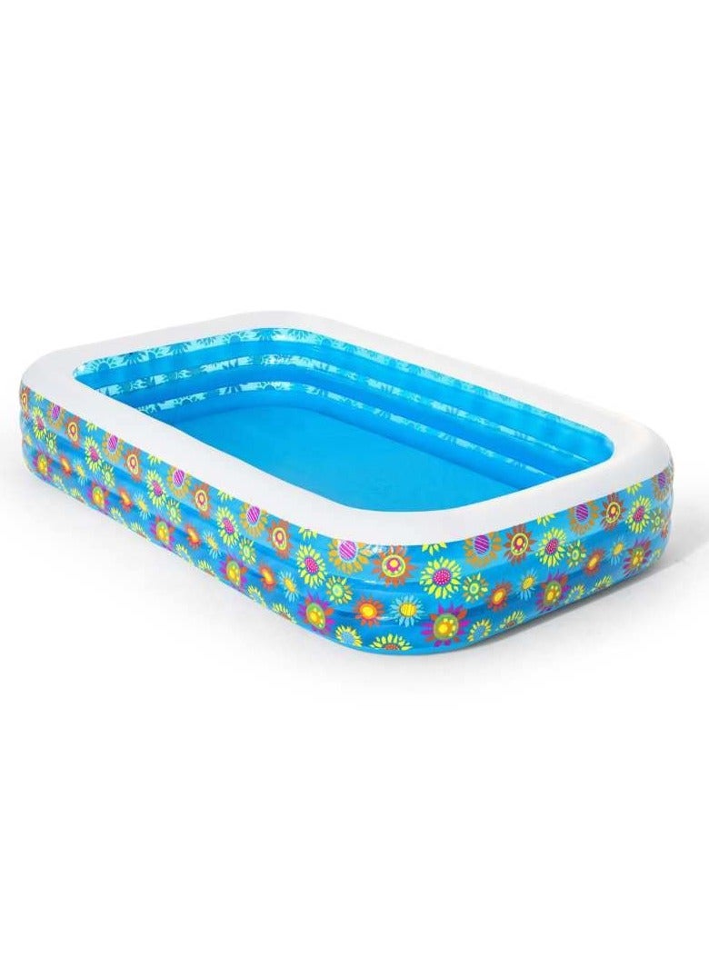 Full Sized Family Lounge Pool for Kids Adults Indoor Outdoor Inflatable Blow Up Swimming Pool Water Pool Bath Tub with Pool Balls and Electric Air Pump Printed 10 Feet Swimming Tub