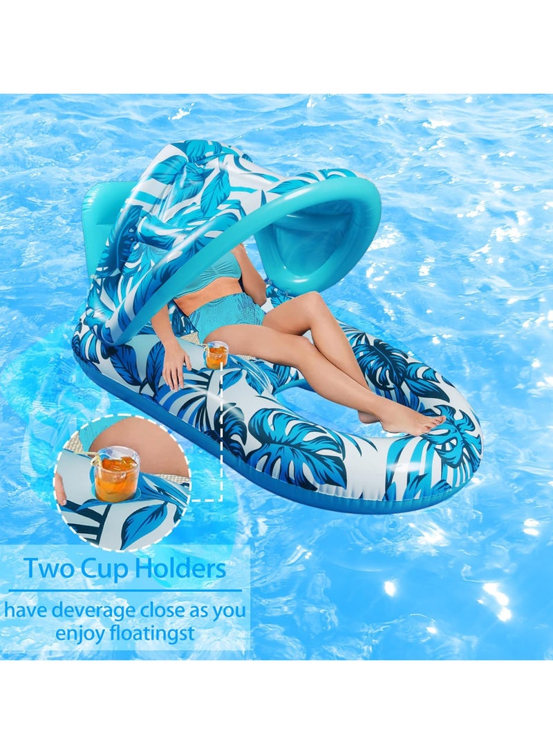 Swimming Hammock Pool Float, Multi-Purpose 4-in-1 Water Floating Chair Rafts (Saddle, Lounge Chair, Hammock, Drifter) for Swimming Pool, Pool Floats Chair Inflatable Floating Bed