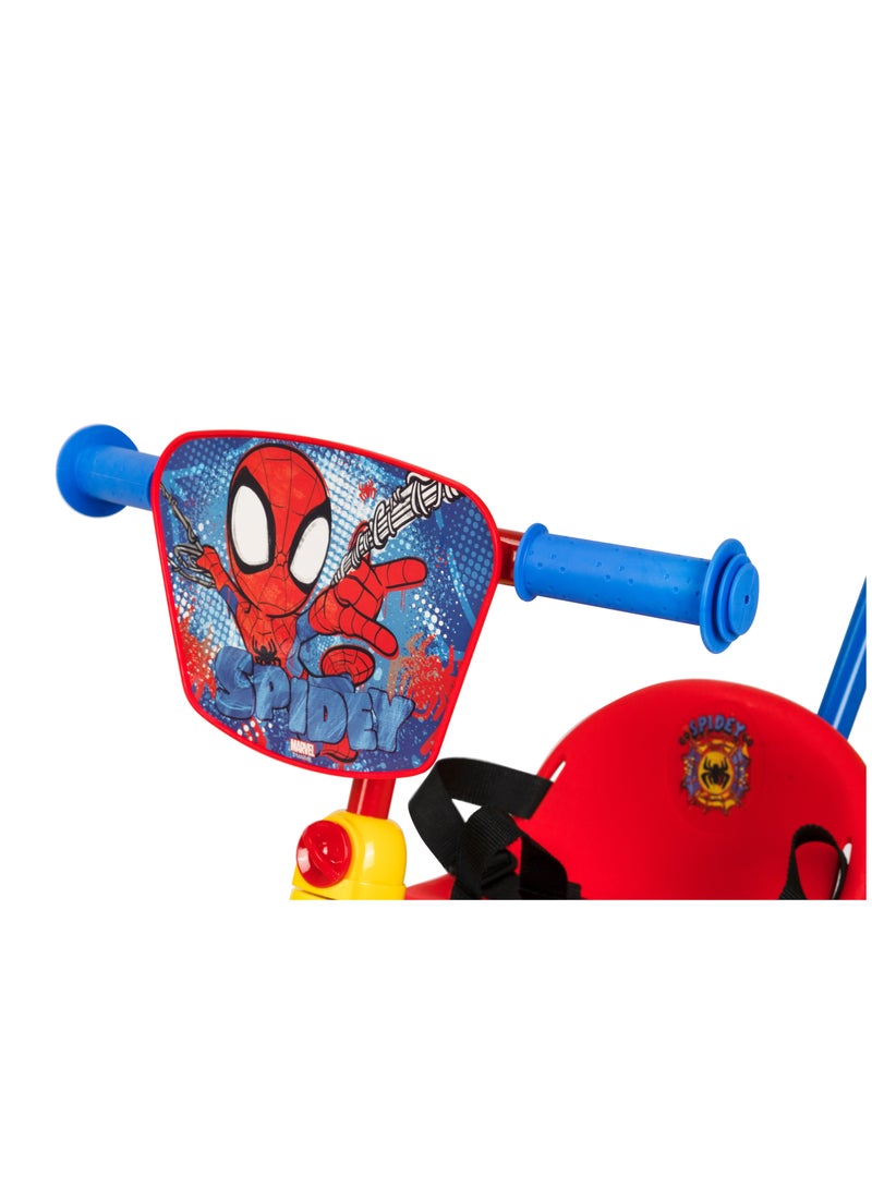 Spartan Marvel Spiderman Tricycle with Pushbar - Ergonomic Seat l Free-Wheel Pedal l 3-Point Safety Belt l Adjustable Handlebar l Detachable Push Bar l Comfortable & Safe Ride for Kids l Toddler Trike