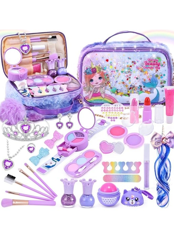 Kids Makeup Kit for Girls Unicorn Set Real Washable Make up Little Girl Princess Toddler Kid Birthday Gifts Toys Girls 3 4 5 6 7 8 9 10 Year Old