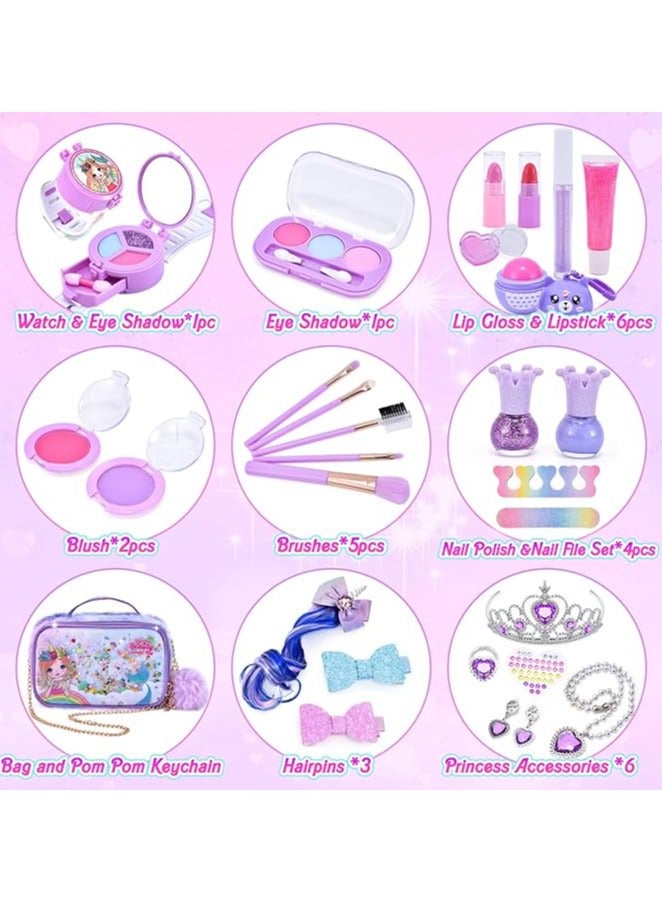 Kids Makeup Kit for Girls Unicorn Set Real Washable Make up Little Girl Princess Toddler Kid Birthday Gifts Toys Girls 3 4 5 6 7 8 9 10 Year Old