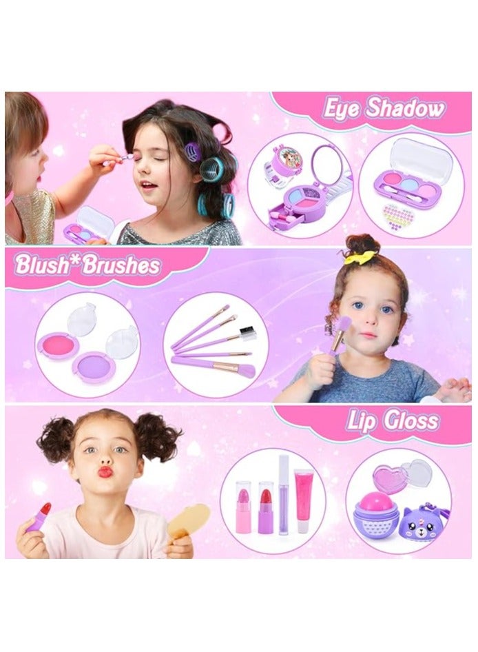 Kids Makeup Kit for Girls Unicorn Set Real Washable Make up Little Girl Princess Toddler Kid Birthday Gifts Toys Girls 3 4 5 6 7 8 9 10 Year Old