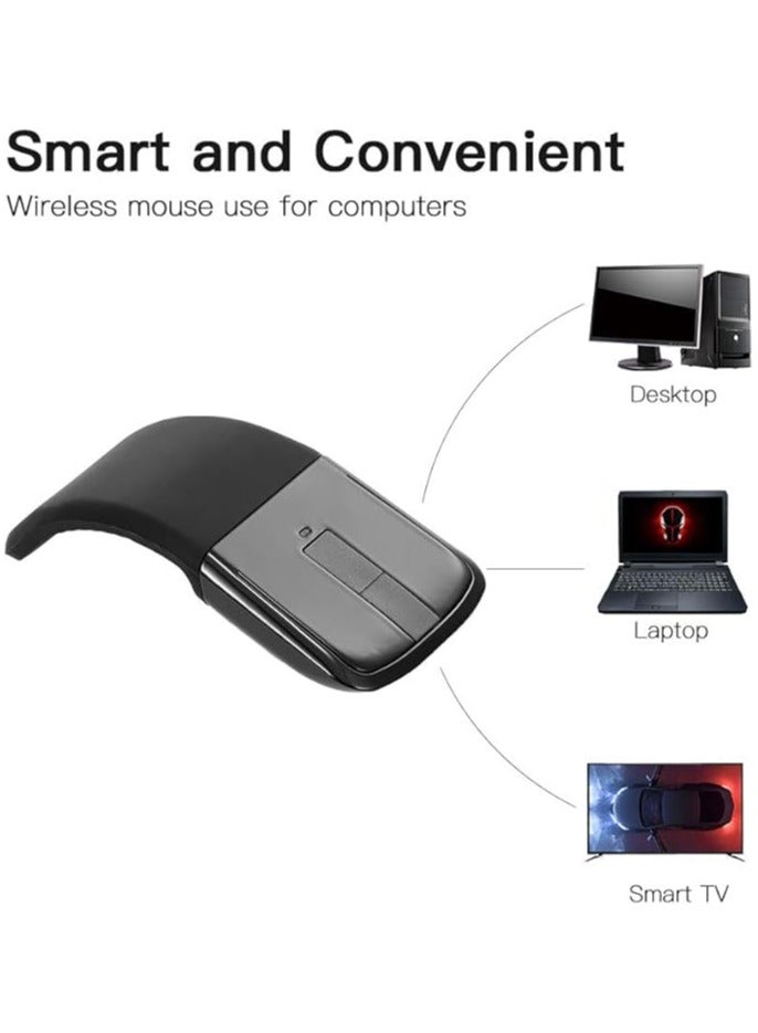 Wireless Foldable Arc Touch Gaming Mouse With USB Receiver, Soft Touch