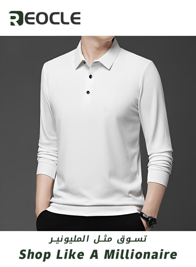 Men's Polo Shirts Long Sleeve Casual Solid Stylish Dry Fit Performance Designed Collared Golf Polo Shirts
