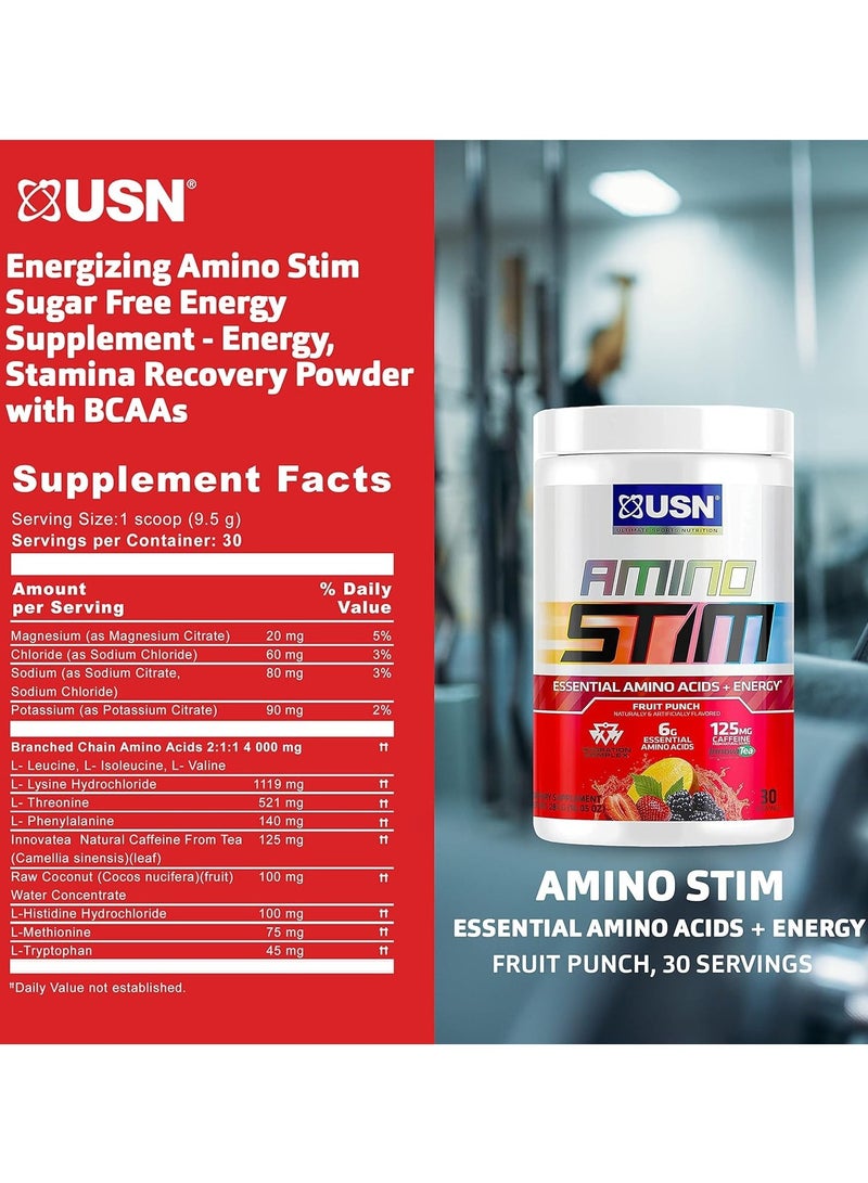 USN Amino Stim Essential Amino Energy Fruit Punch Flavor 285g