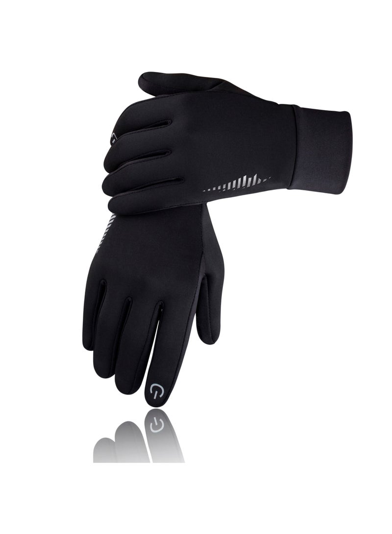 Winter Gloves Women Men Ski Gloves Liners Thermal Warm Touch Screen, Perfect for Cycling, Running, Driving, Hiking, Walking, Texting, Freezer Work, Gardening and Daily Activities (Black)