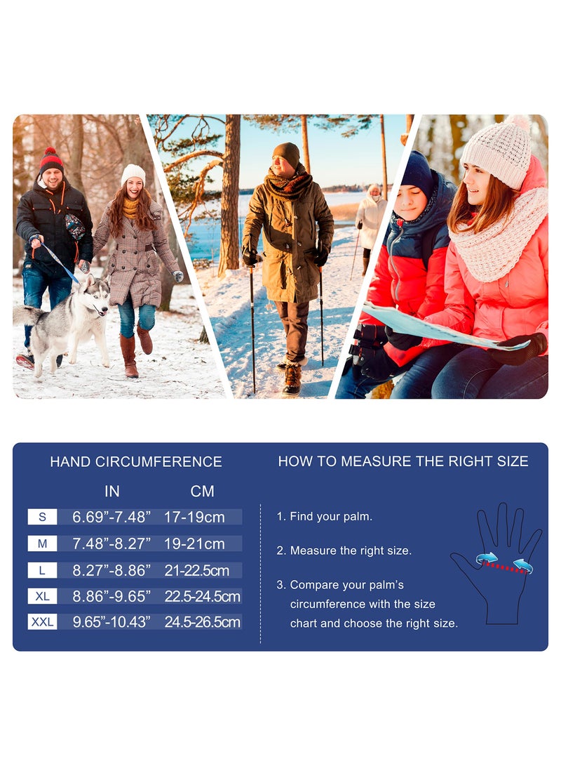 Winter Gloves Women Men Ski Gloves Liners Thermal Warm Touch Screen, Perfect for Cycling, Running, Driving, Hiking, Walking, Texting, Freezer Work, Gardening and Daily Activities (Black)