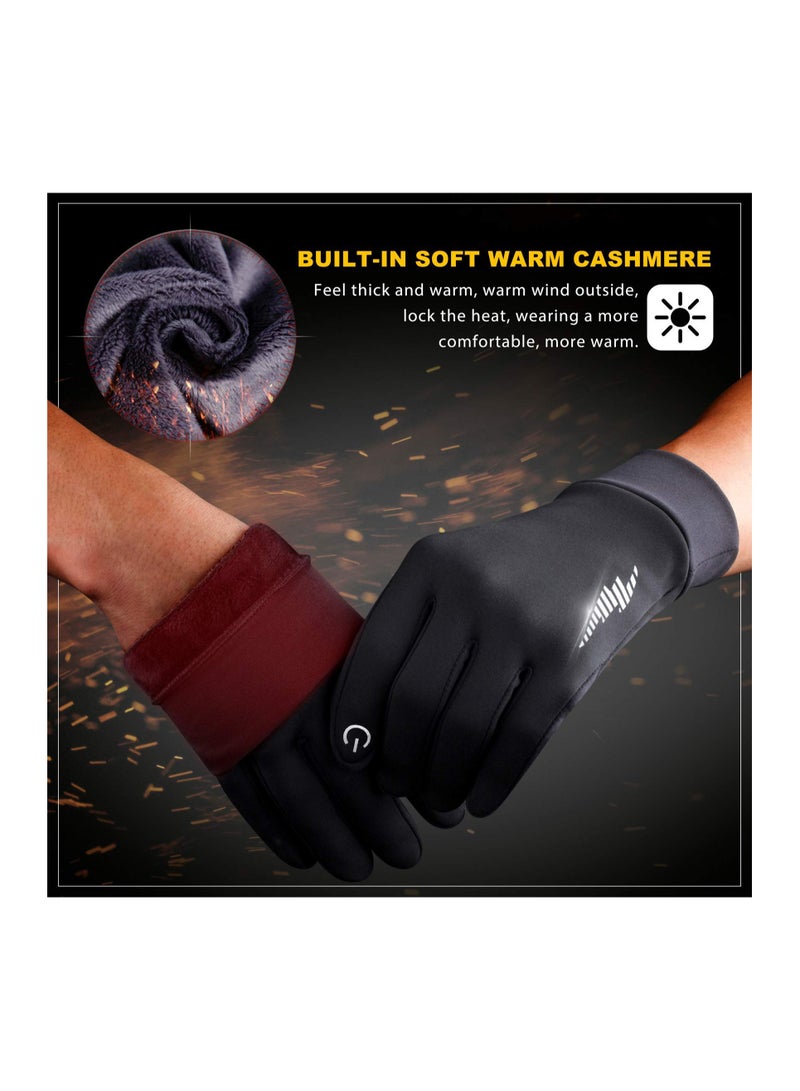 Winter Gloves Women Men Ski Gloves Liners Thermal Warm Touch Screen, Perfect for Cycling, Running, Driving, Hiking, Walking, Texting, Freezer Work, Gardening and Daily Activities (Black)