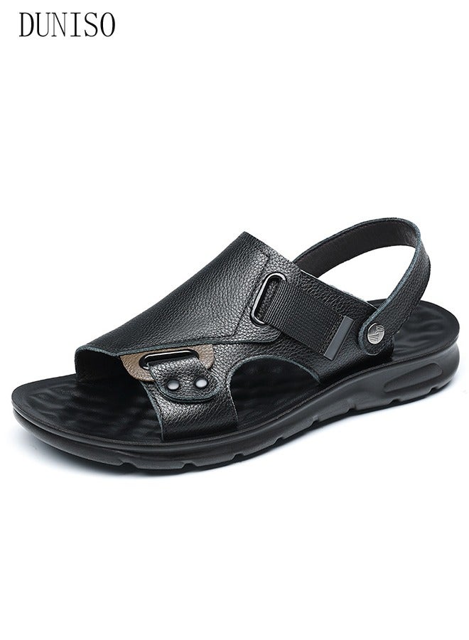 Men's Sandals Lightweight Slide Sandal with Non-slip Soles Thick Sole Beach Sandal Open Toe Breathable Slip-on Sandal House Flat Sandal for Indoor and Outdoor