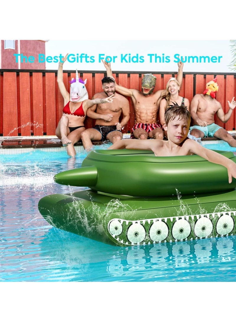 Tank Inflatable Pool Floats, Pool Floaties with Water Squirt Gun, Inflatable Tank Float with Cannon for Kids and Adults, Giant Inflatable Pool Floats for Adults